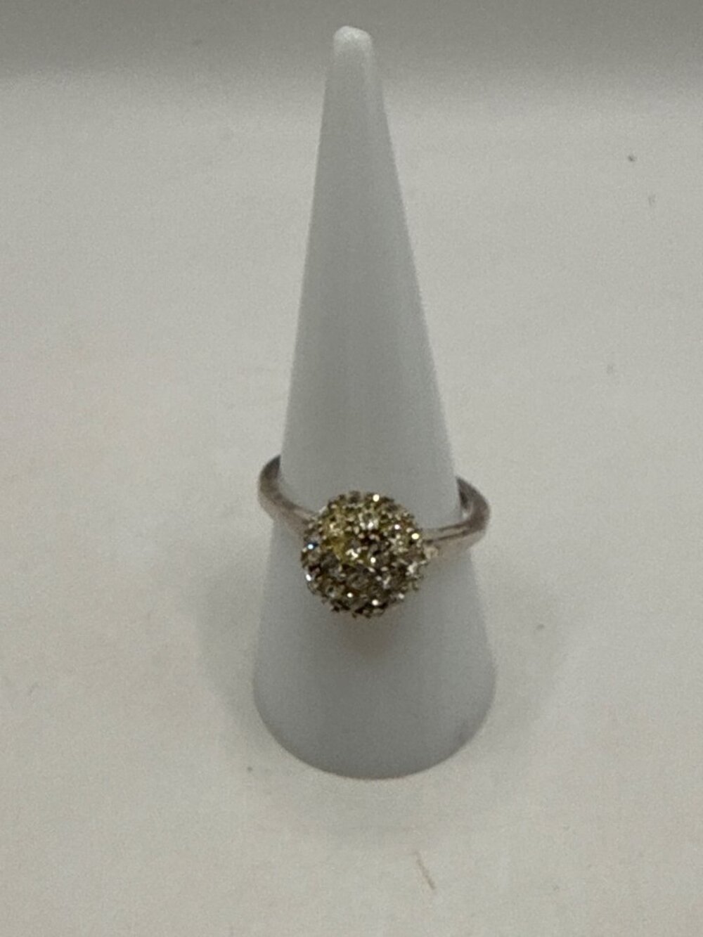 Silver Tone Pave CZ Disco Ball Orb Dome Ring Sparkle Statement